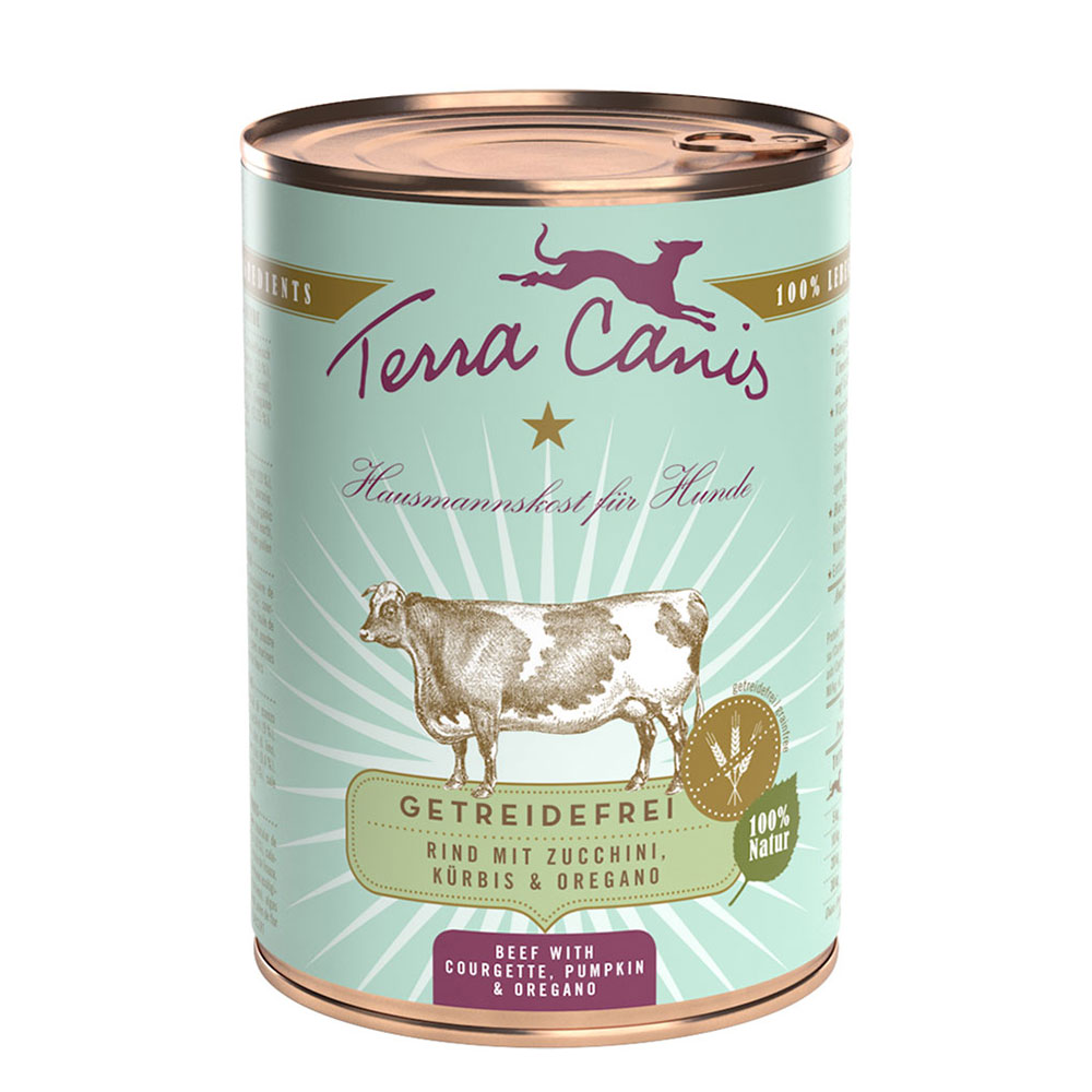 foto del prodotto terra canis senza cereali 12 x 400 g umido per cane - manzo con zucchine, zucca e origano