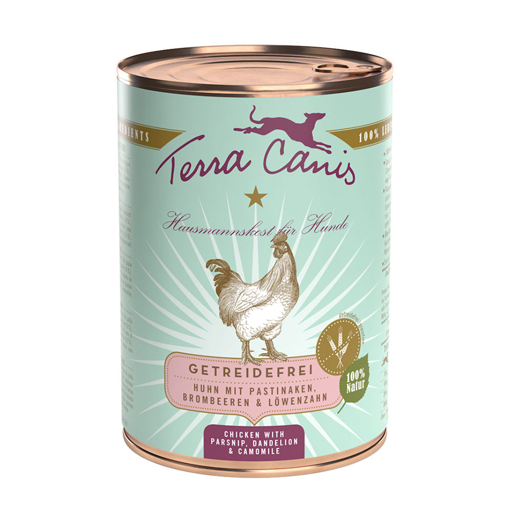 foto del prodotto terra canis senza cereali 12 x 400 g umido per cane - pollo con pastinaca, tarassaco e more