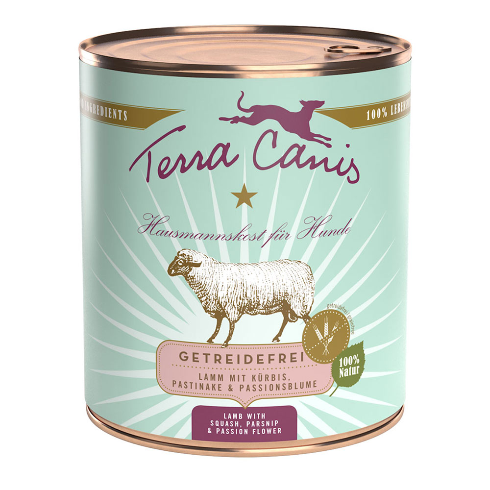 foto del prodotto terra canis senza cereali 6 x 800 g alimento umido per cane agnello con zucca, pastinaca e passiflora