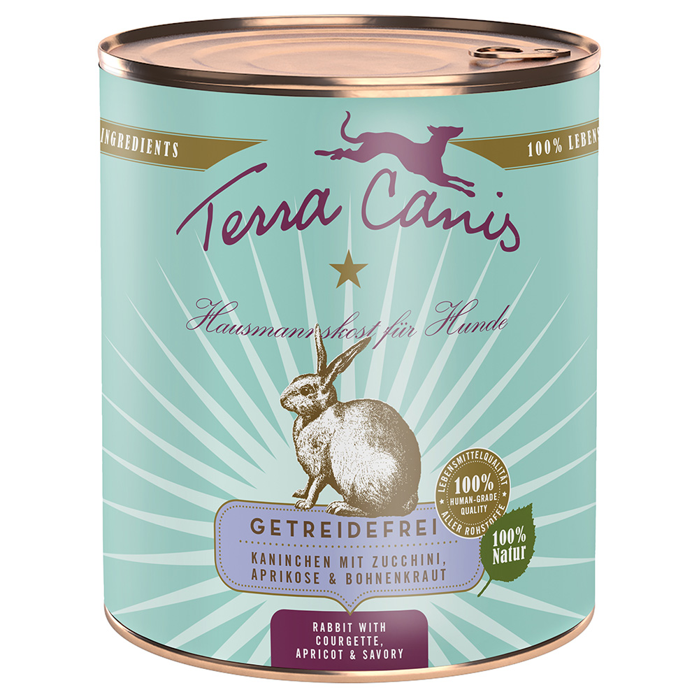 foto del prodotto terra canis senza cereali 6 x 800 g alimento umido per cane coniglio con zucchine, albicocca e santoreggia