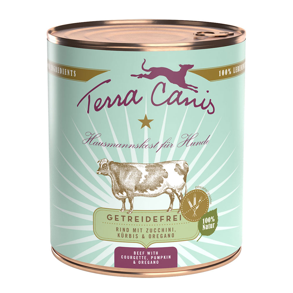 foto del prodotto terra canis senza cereali 6 x 800 g alimento umido per cane manzo con zucchine, zucca e origano