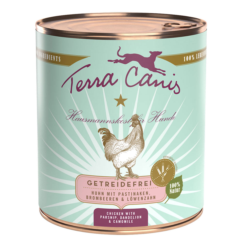 foto del prodotto terra canis senza cereali 6 x 800 g alimento umido per cane pollo con pastinaca, tarassaco e more