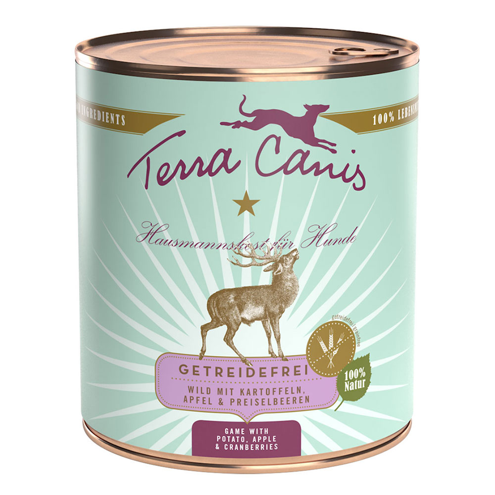 foto del prodotto terra canis senza cereali 6 x 800 g alimento umido per cane selvaggina con patate, mela e mirtilli rossi