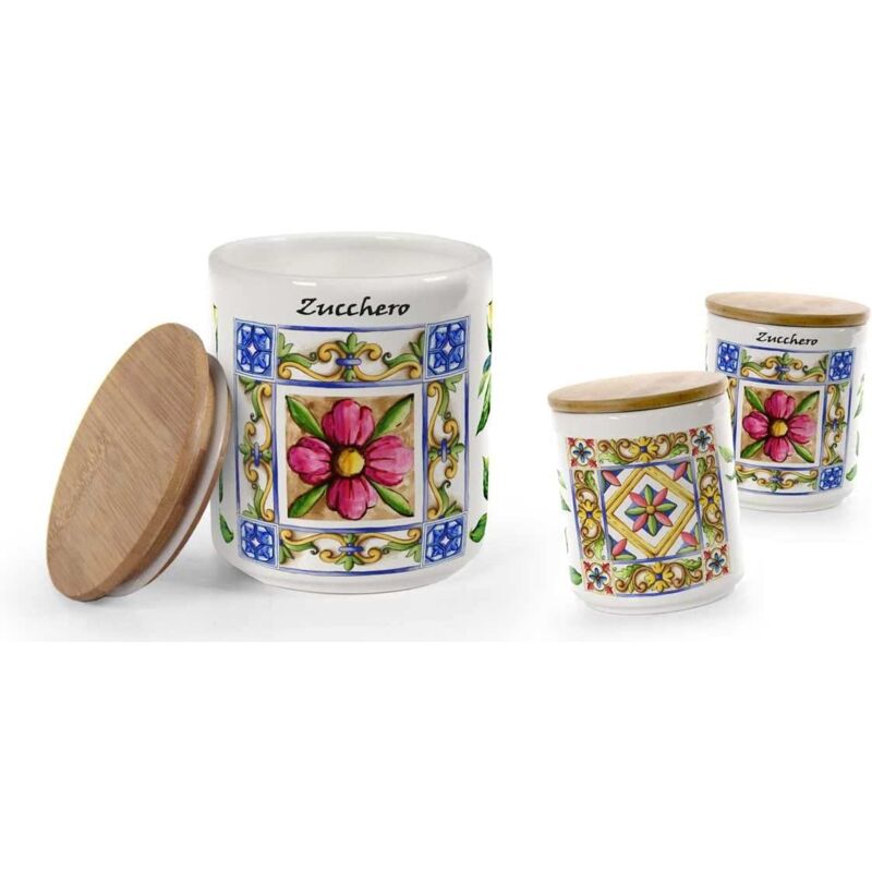foto del prodotto terra e sole tris barattoli sale.zucchero e caff in ceramica 10 x 12 cm maury s