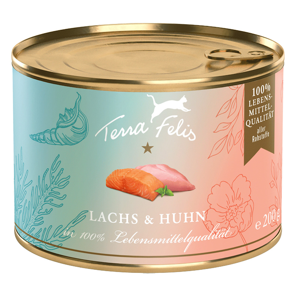 foto del prodotto terra felis complete 12 x 200 g umido per gatti salmone e pollo