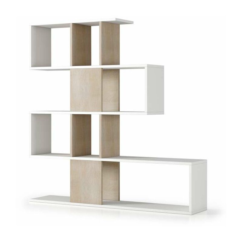 foto del prodotto terraneo - libreria moderna 5 ripiani bianco rovere
