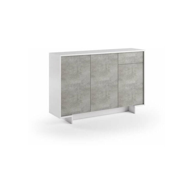 foto del prodotto terraneo madia slim elegante bianco cemento - 134x35x87 cm