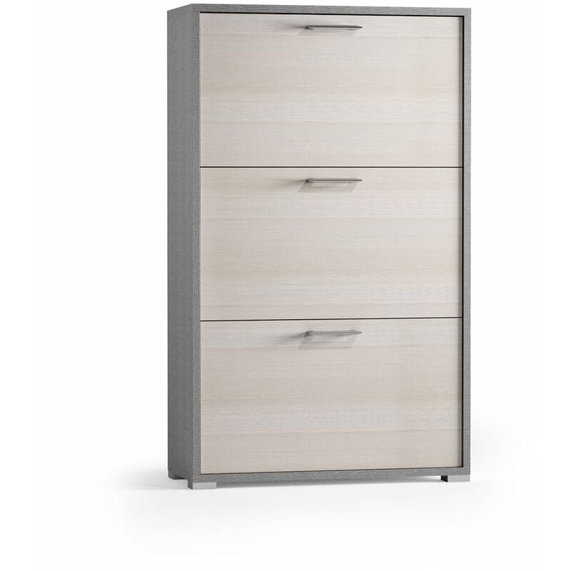 foto del prodotto terraneo - scarpiera con tre ante fino a nove paia di scarpe tessuto larice