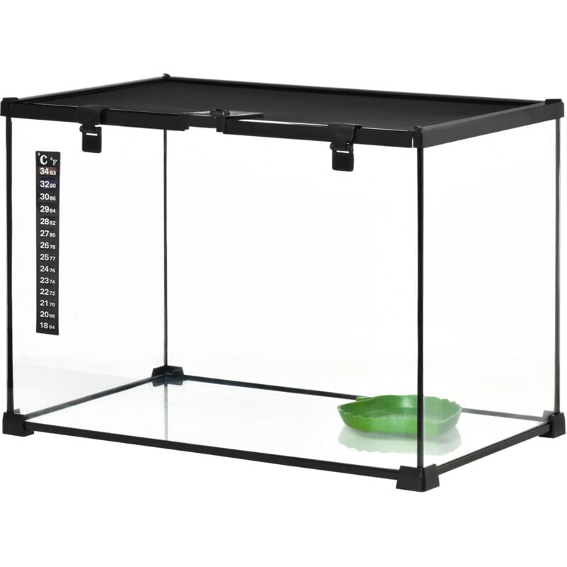 foto del prodotto terrario per tartarughe rialzato con serratura 50x30x35 cm nero pawhut