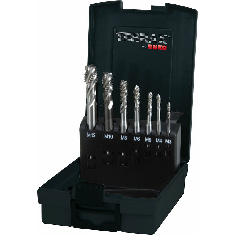 foto del prodotto terrax macchina set di punte filettare co5 in cassetta di plastica, 1 pezzi, trasparente, a245058etx