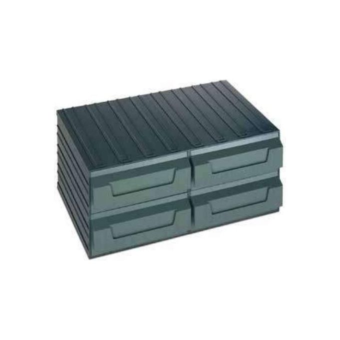 foto del prodotto terry cassettiera 4 modulare con portaettichette frontali 480 x 325 x 200 mm cass.223 x 288 x 88 mm plastica verde alta resistenza agli urti servo
