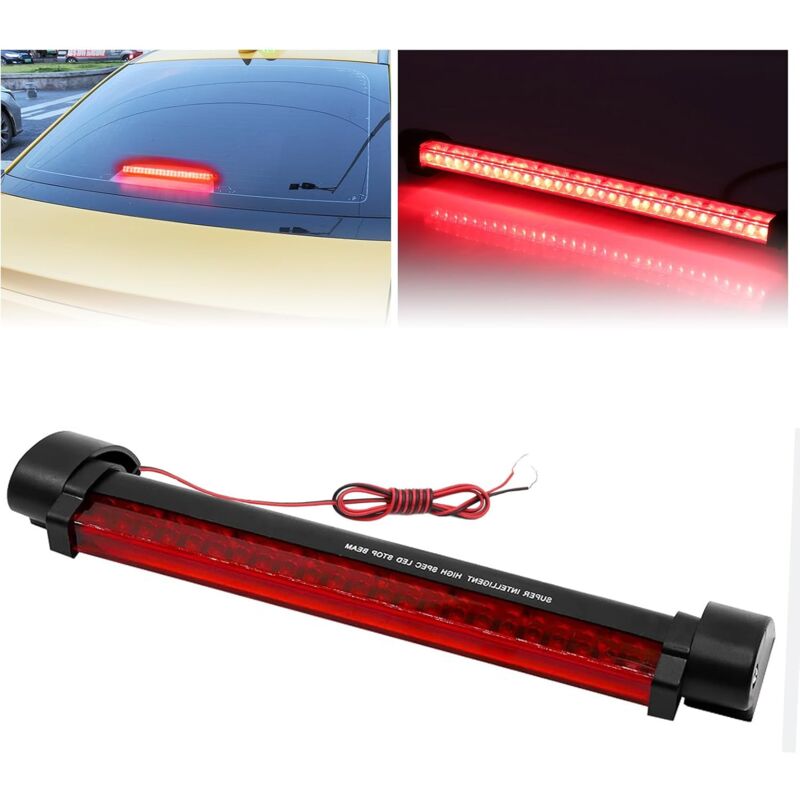 foto del prodotto terza luce di stop a led luce di stop centrale alta, 40 led, 33,5 cm, gancio di traino rosso, terza luce posteriore da 12 v, 1 pz.
