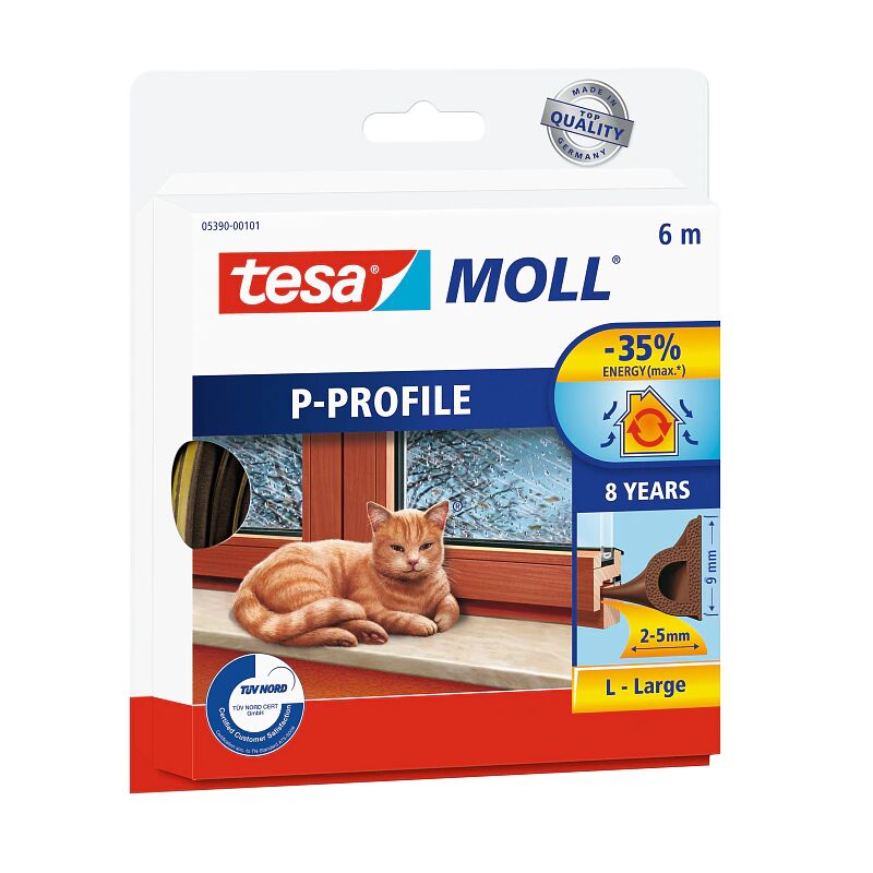 foto del prodotto tesa 05390 00101 guarnizione adesiva gomma porte finestre profilo p 6m 2 5mm