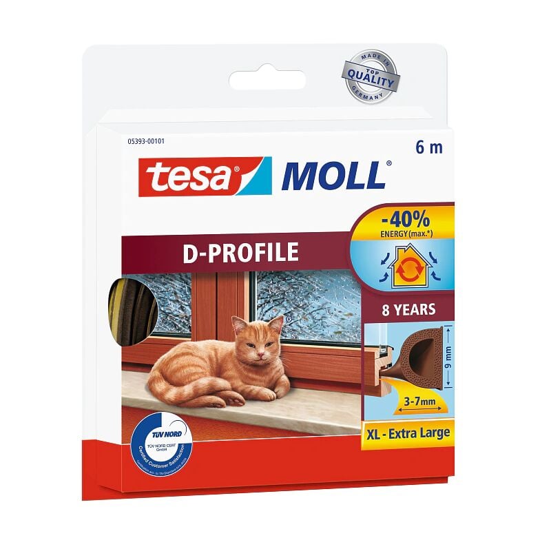 foto del prodotto tesa 05393 00101 guarnizione adesiva gomma porte finestre profilo d 6m 3 7mm