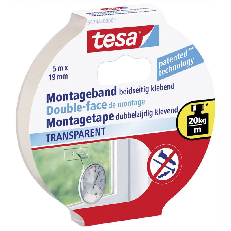 foto del prodotto tesa 55744 00001 02 nastro per fissaggio tesa powerbond trasparente l x l 5 m x 19 mm 1 pz.