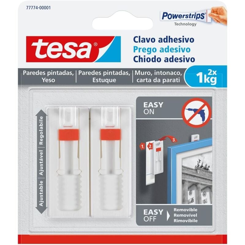 foto del prodotto tesa 77774 chiodo adesivo regolabile carta parati intonaco max 1 kg