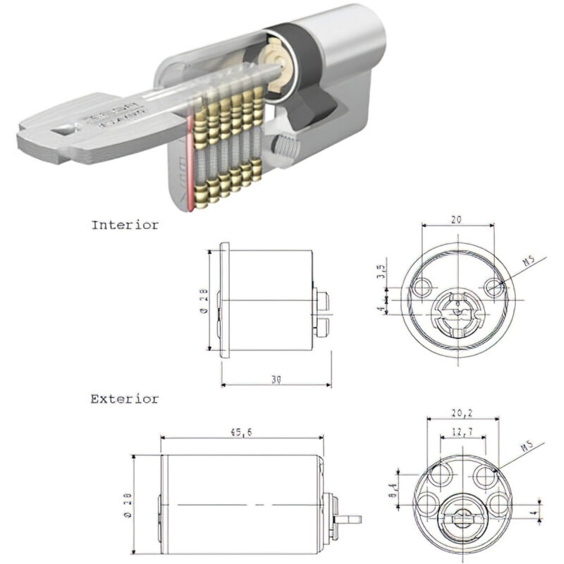 foto del prodotto tesa assa abloy - 03010125 tesa security t6ts 40 cilindro rotondo a camma corta, multicolore