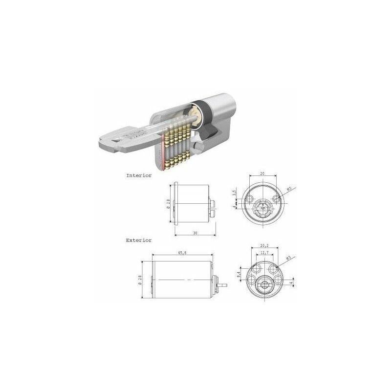 foto del prodotto tesa assa abloy cilindro di sicurezza tesa t6ts 40 cilindro tondo a camma corta