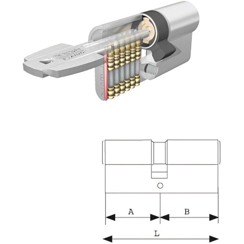 foto del prodotto tesa assa abloy tesa security t60 cilindro de chiave piatta reversibile, ottone, 30x30 mm