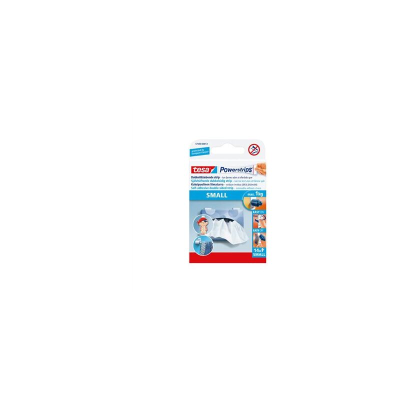 foto del prodotto tesa confezione blister da 14 piccole strisce adesive. 1kg 58560 powerstrip