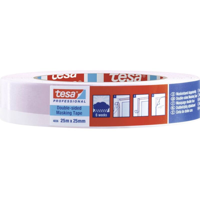 foto del prodotto tesa double sided 04836 00001 00 nastro biadesivo professional rosso bianco l x l 25 m x 25 mm 1 pz.