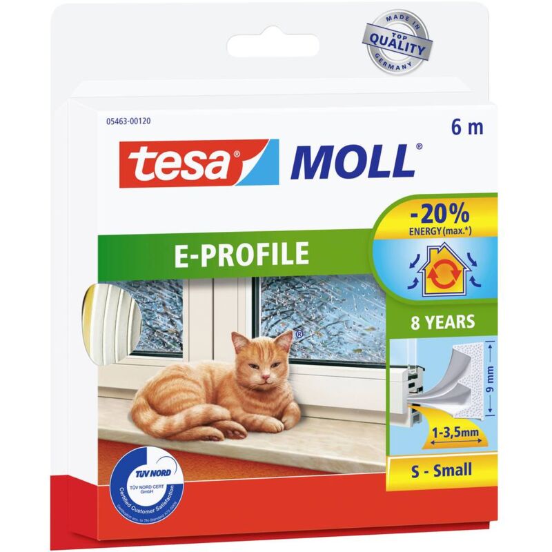 foto del prodotto tesa e profile 05463 00120 00 guarnizione adesiva moll bianco l x l 6 m x 9 mm 1 pz.