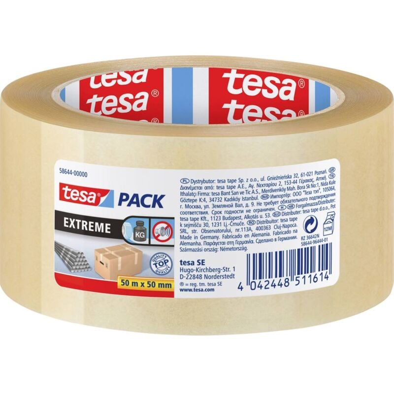 foto del prodotto tesa extreme 58644 00000 00 nastro da imballo tesapack trasparente l x l 50 m x 50 mm 1 pz.