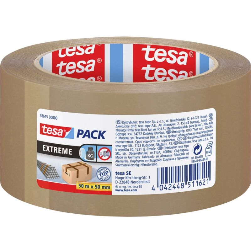 foto del prodotto tesa extreme 58645 00000 00 nastro da imballo tesapack marrone l x l 50 m x 50 mm 1 pz.