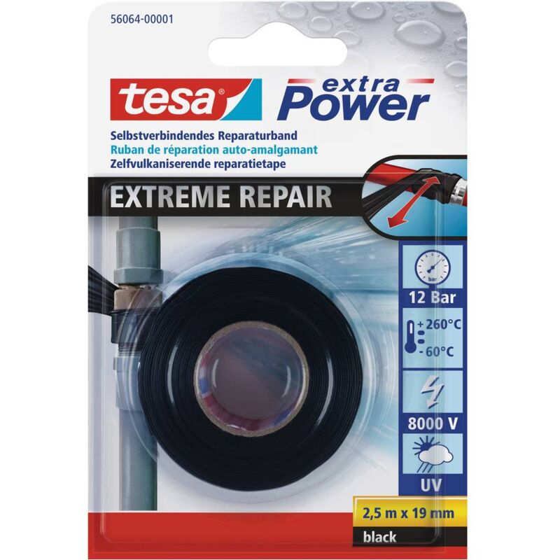 foto del prodotto tesa extreme repair 56064 00001 00 nastro per riparazioni extra power nero l x l 2.5 m x 19 mm 1 pz.