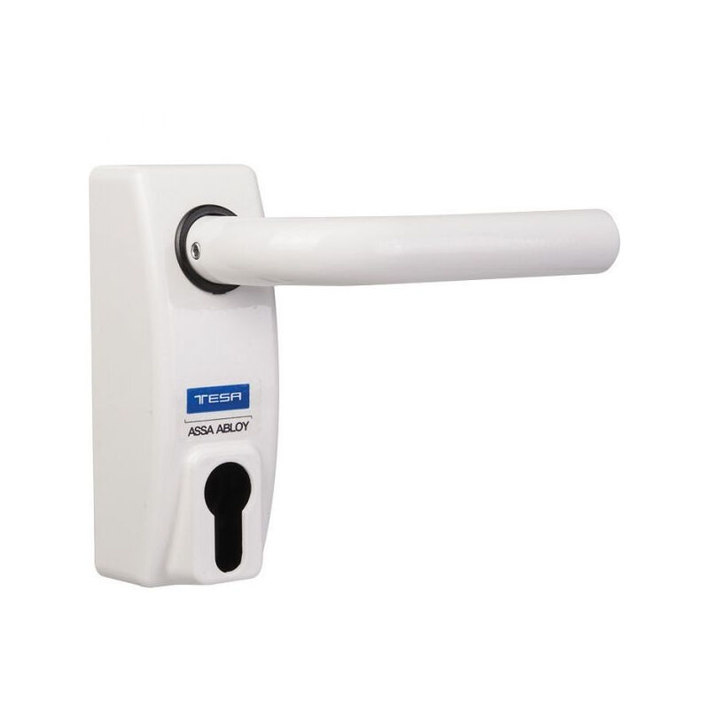 foto del prodotto tesa maniglia a leva reversibile con serratura a chiave bianco mmodmbscbl