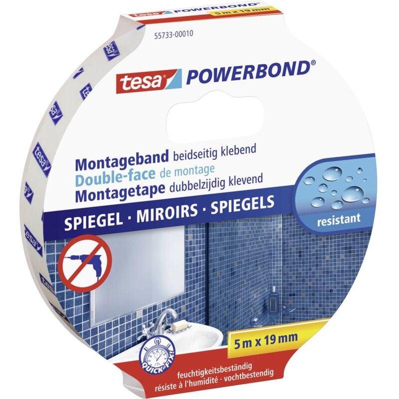 foto del prodotto tesa mirror 55733 00010 04 nastro per fissaggio powerbond bianco l x l 5 m x 19 mm 1 pz.