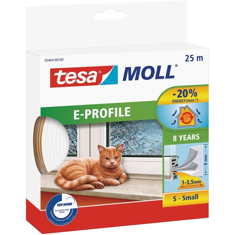 foto del prodotto tesa moll e profile seal gomma sigillante per l isolamento degli spazi tra porte e finestre bianco 25 m x 9 mm x 4 mm