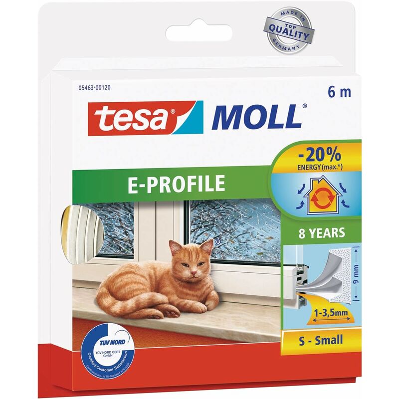 foto del prodotto tesa moll e profile seal, gomma sigillante per l isolamento degli spazi tra porte e finestre, bianco, 6 m x 9 mm x 4 mm