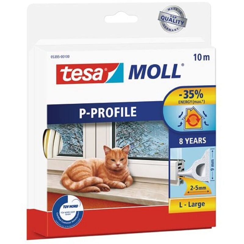 foto del prodotto tesa moll p profile seal gomma sigillante per l isolamento degli spazi tra porte e finestre bianco 10 m x 9 mm x 5,5 mm