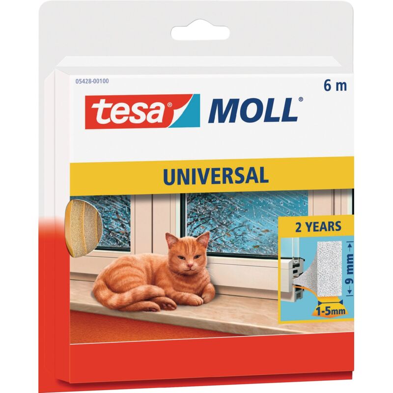 foto del prodotto tesa moll universal guarnizione adesiva in schiuma per l isolamento termico di finestre e porte bianco, 6 m x 9 mm x 4 mm