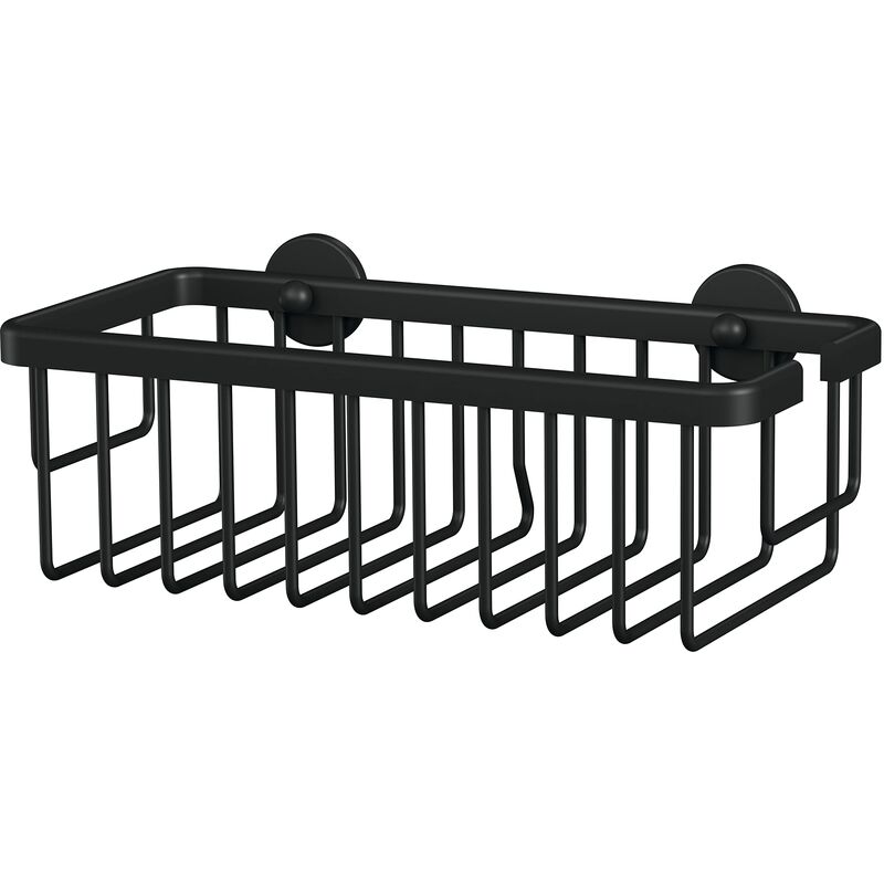 foto del prodotto tesa moon black mensola per doccia con montaggio a parete senza foratura, nero opaco, extra profonda, per bagni in stile industriale e moderno, con