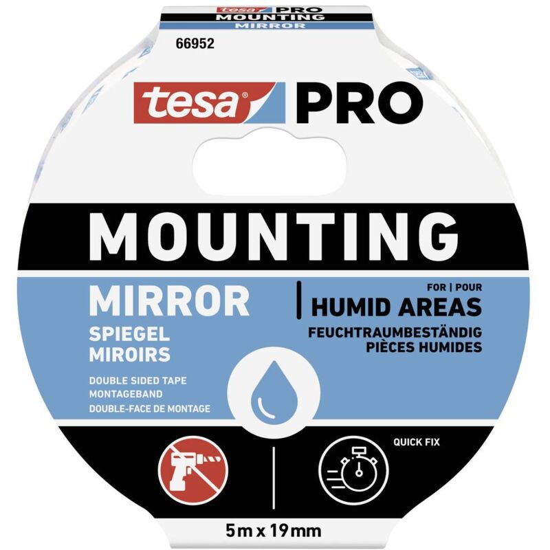 foto del prodotto tesa mounting pro spiegel 66952 00001 00 nastro per fissaggio bianco l x l 5 m x 19 mm 1 pz.