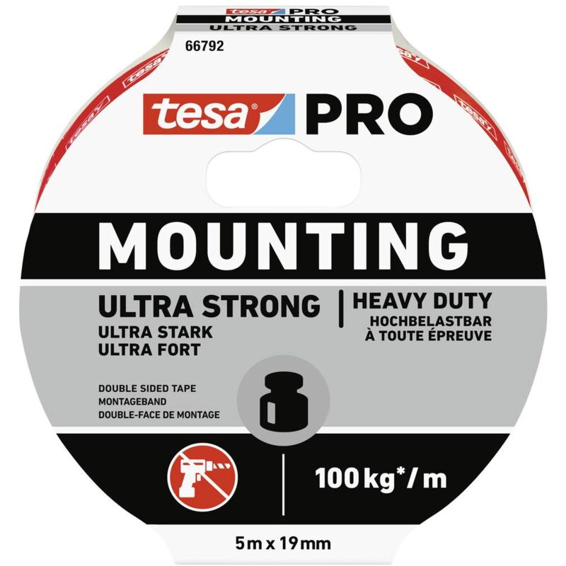 foto del prodotto tesa mounting pro ultra strong 66792 00001 00 nastro per fissaggio bianco l x l 5 m x 19 mm 1 pz.