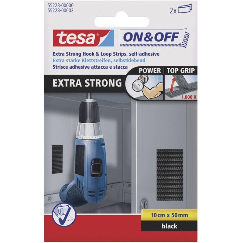 foto del prodotto tesa nastro a strappo da incollare lato morbido e lato rigido, extra forte l x l 100 mm x 50 mm nero on off 55228