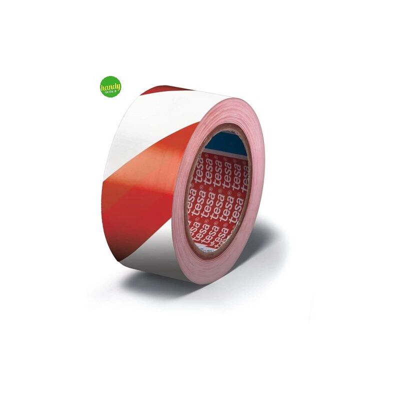 foto del prodotto tesa nastro adesivo di segnalazione colore rosso bianco 50 mm lunghezza 33 mt