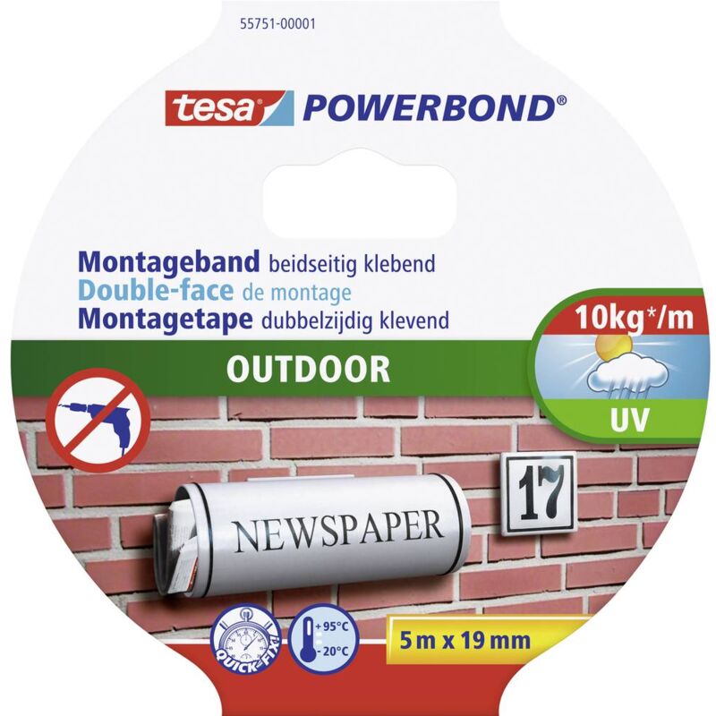 foto del prodotto tesa outdoor 55751 00001 03 nastro per fissaggio powerbond nero l x l 5 m x 19 mm 1 pz.