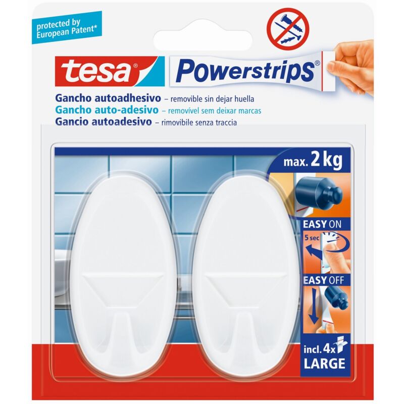 foto del prodotto tesa - powerstrips 2 ganci autoad.bianco grandi