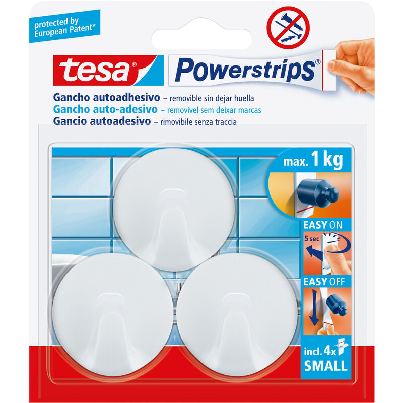 immagine 0 del prodotto tesa powerstrips 3 ganci tondi bianchi