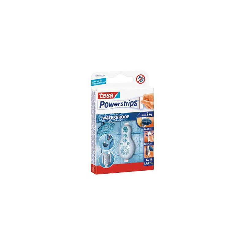 foto del prodotto tesa powerstrips 6 linguette grandi fino impermeabile a 2 kg