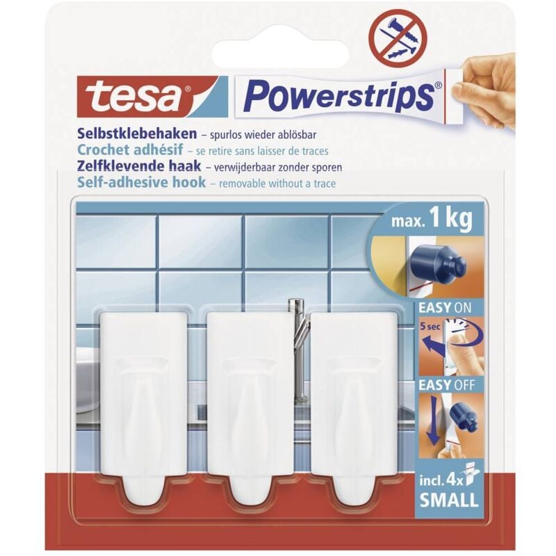 foto del prodotto tesa powerstrips ganci adesivi small trend bianco contenuto 3 pz.