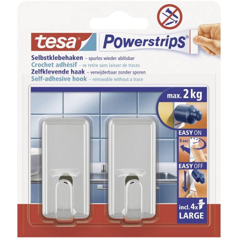 foto del prodotto tesa powerstrips gancio adesivo grande classic cromo contenuto 2 pz.