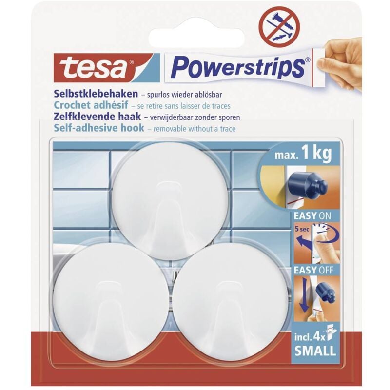foto del prodotto tesa powerstrips gancio adesivo piccolo rotondo bianco contenuto 3 pz.