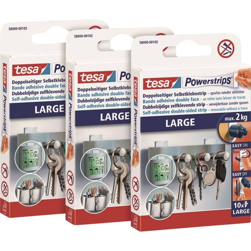 foto del prodotto tesa powerstrips large nastro biadesivo bianco contenuto 30 pz.