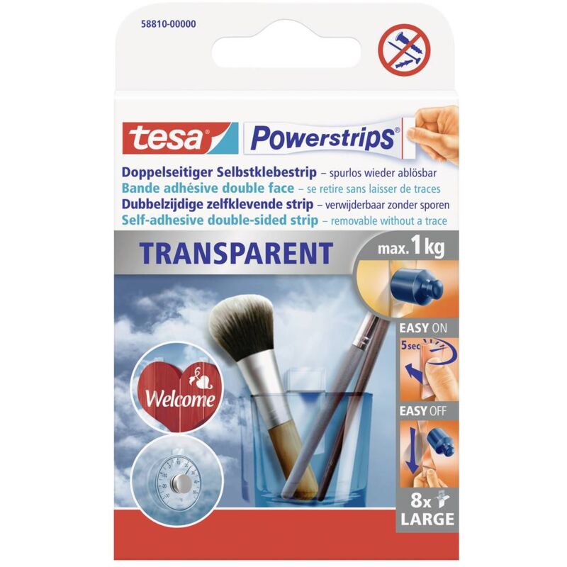foto del prodotto tesa powerstrips nastro biadesivo l x l 50 mm x 20 mm trasparente contenuto 8 pz.