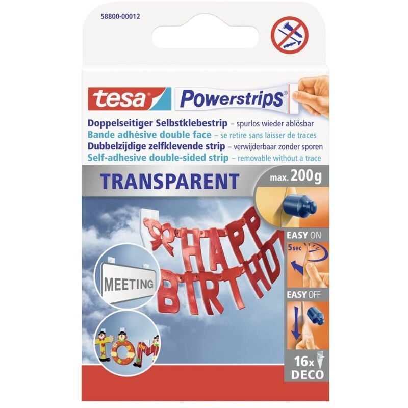 foto del prodotto tesa powerstrips nastro biadesivo trasparente contenuto 16 pz.